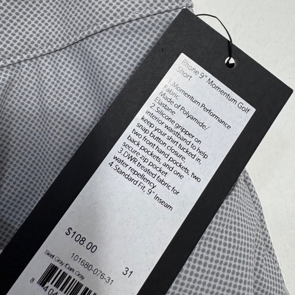 NWT RHONE Momentum Golf Shorts 9" Men's Size 31 Gray Standard Fit - Picture 4 of 4
